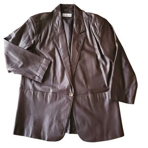 Vintage 90s Tibor Women's Brown Genuine Leather Blazer Jacket Size L